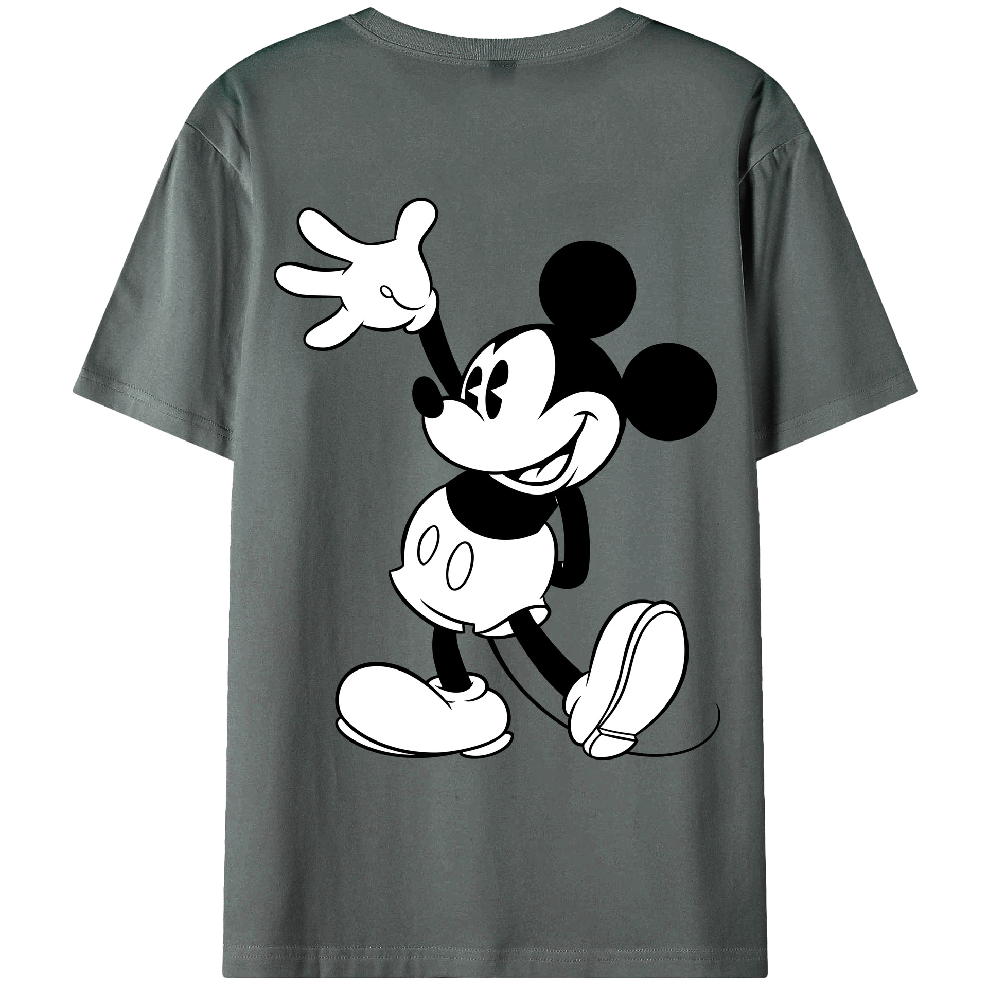 ミッキーマウス Mickey Mouse 綿100％ メンズ半袖Tシャツ（バックプリント） 通気性